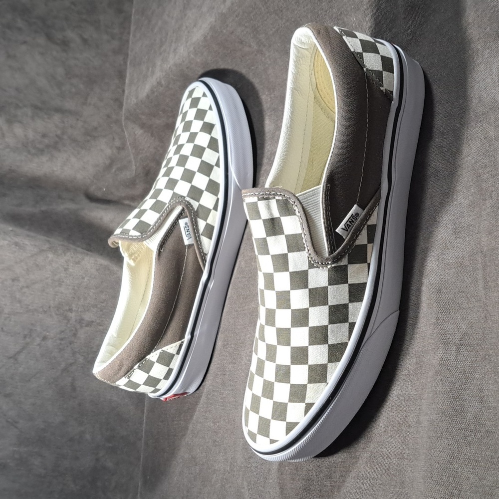 Vans Checkerboard Slip-On Sneakers in White and Gray - Picture 10 of 16